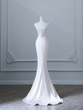 Niulatu Mermaid Strapless Long Wedding Dresses With Sleeves Brides Dress S3816
