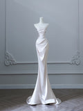 Niulatu Mermaid Strapless Long Wedding Dresses With Sleeves Brides Dress S3816
