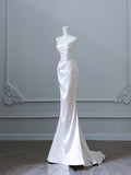 Niulatu Mermaid Strapless Long Wedding Dresses With Sleeves Brides Dress S3816