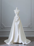 Niulatu Mermaid Strapless Long Wedding Dresses With Short Sleeves Brides Dress S3817