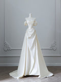 Niulatu Mermaid Strapless Long Wedding Dresses With Short Sleeves Brides Dress S3817