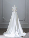 Niulatu Mermaid Strapless Long Wedding Dresses With Short Sleeves Brides Dress S3817
