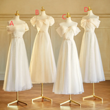 Niulatu Champagne A Line Tulle Long Bridesmaid Dress HZ1110