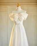 Niulatu Champagne A Line Tulle Long Bridesmaid Dress HZ1110