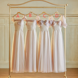Niulatu And Match A Line Satin Tulle Long Bridesmaid Dress HZ1110