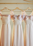 Niulatu And Match A Line Satin Tulle Long Bridesmaid Dress HZ1110