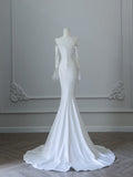 Niulatu Mermaid Off The Shoulder Long Sleeves Wedding Dresses White Brides Dress S3823