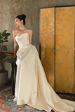 Niulatu Mermaid Off The Shoulder Ivory Long Wedding Dresses With Short Sleeves Brides Dress S3824