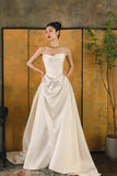 Niulatu Mermaid Off The Shoulder Ivory Long Wedding Dresses With Short Sleeves Brides Dress S3824