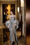 Niulatu Mermaid Spaghetti Straps Silver Sequin Long Prom Dresses Evening Gowns S3825