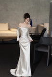 Niulatu Mermaid Off The Shoulder Long Sleeves Wedding Dresses Ivory Brides Dress S3826