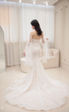Niulatu Mermaid Strapless Tulle Applique Long Sleeves Long Wedding Dresses HZ1110