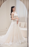Niulatu A Line Halter Tulle Lace Long Wedding Dresses HZ1110
