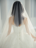 Niulatu Elegant A Line Strapless White Tulle Lace With Veil Long Wedding Dresses HZ1110