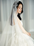 Niulatu Elegant A Line Strapless White Tulle Lace With Veil Long Wedding Dresses HZ1110