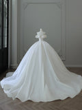 Niulatu Ball Gown Off The Shoulder Satin White Long Wedding Dresses Brides Dress S3841