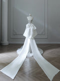 Niulatu Mermaid Sweetheart White Tulle Long Wedding Dresses Brides Dress S3843