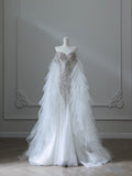 Niulatu Mermaid Off The Shoulder White Tulle Long Wedding Dresses Brides Dress SS3843