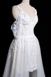 Niulatu A Line Spaghetti Straps White Tulle Lace Long Wedding Dresses HZ1110