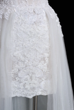Niulatu A Line Spaghetti Straps White Tulle Lace Long Wedding Dresses HZ1110