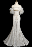 Niulatu Mermaid Off The Shoulder Tulle Lace Long Wedding Dresses HZ1110