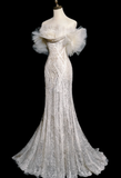 Niulatu Mermaid Off The Shoulder Tulle Lace Long Wedding Dresses HZ1110