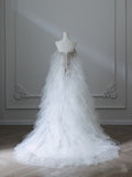 Niulatu Mermaid Off The Shoulder White Tulle Long Wedding Dresses Brides Dress S3846