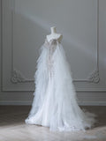 Niulatu Mermaid Off The Shoulder White Tulle Long Wedding Dresses Brides Dress S3846