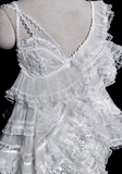 Niulatu Mermaid V Neck White Tulle Lace Long Wedding Dresses HZ1110