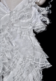Niulatu Mermaid V Neck White Tulle Lace Long Wedding Dresses HZ1110