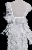 Niulatu Mermaid V Neck White Tulle Lace Long Wedding Dresses HZ1110