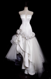 Niulatu Mermaid Halter Satin Tulle Flower Applique Long Wedding Dresses HZ1110