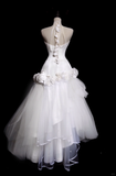 Niulatu Mermaid Halter Satin Tulle Flower Applique Long Wedding Dresses HZ1110
