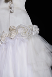 Niulatu Mermaid Halter Satin Tulle Flower Applique Long Wedding Dresses HZ1110