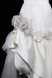Niulatu Mermaid Halter Satin Tulle Flower Applique Long Wedding Dresses HZ1110