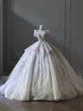 Niulatu Ball Gown Sweetheart Sequin Short Sleeves Wedding Dresses Brides Dress S3853