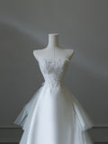 Niulatu Mermaid Strapless White Lace Long Wedding Dresses Brides Dress S3854