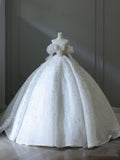 Niulatu Ball Gown Off The Shoulder Lace Long Sleeves Wedding Dresses Brides Dress S3855