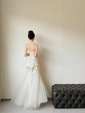 Niulatu Elegant Mermaid Halter Tulle With Gloves Long Wedding Dresses HZ1110