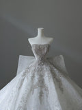 Niulatu Ball Gown Strapless Sequin Long Wedding Dresses Brides Dress S3858