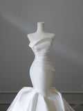 Niulatu Mermaid Strapless Ivory Satin Wedding Dresses Brides Dress S3860