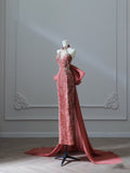 Niulatu Mermaid High Neckline Velvet Long Prom Dresses Evening Gowns S3862
