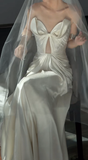 Niulatu Mermaid Strapless Satin Pleated With Veil Long Wedding Dresses HZ1110