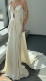 Niulatu Mermaid Strapless Satin Pleated With Veil Long Wedding Dresses HZ1110