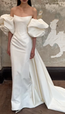 Niulatu Mermaid Off The Shoulder Satin Long Wedding Dresses HZ1110