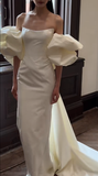 Niulatu Mermaid Off The Shoulder Satin Long Wedding Dresses HZ1110