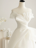 Niulatu Simple A Line Strapless Satin Long Wedding Dresses HZ1110