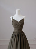 Niulatu A Line Spaghetti Straps Satin Long Prom Dresses Evening Gowns S3868
