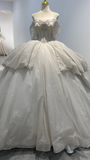 Niulatu Ball Gown Off The Shoulder Satin Tulle Sequin Long Wedding Dresses HZ1110