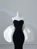 Niulatu Mermaid Sweetheart Black Velvet Long Prom Dresses Evening Gowns S3870